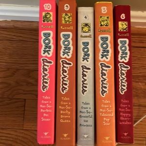 5 Dork Diaries books. Books 3,4,6,9,10.